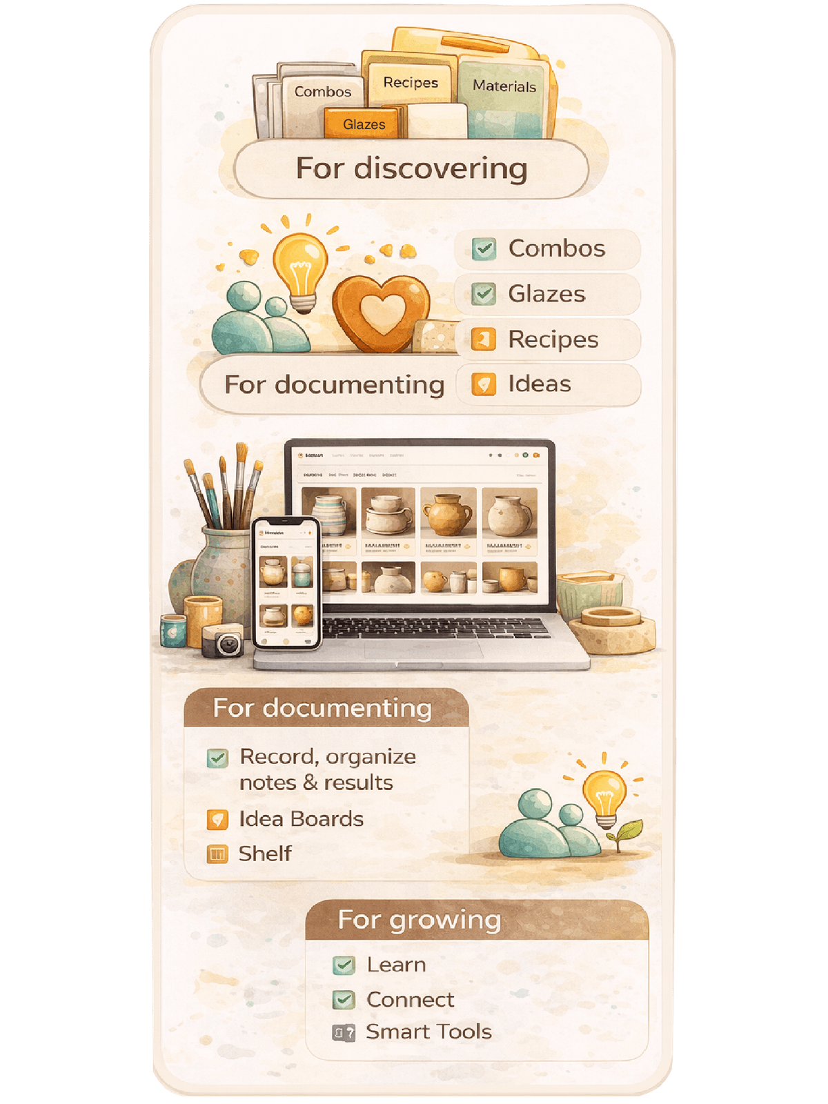 Glaizit web launch pottery illustration